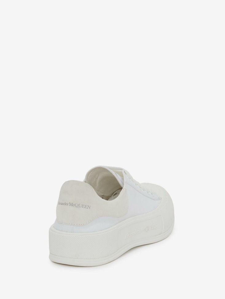 Fashion Alexander McQueen Men's Deck Lace-Up Plimsoll White