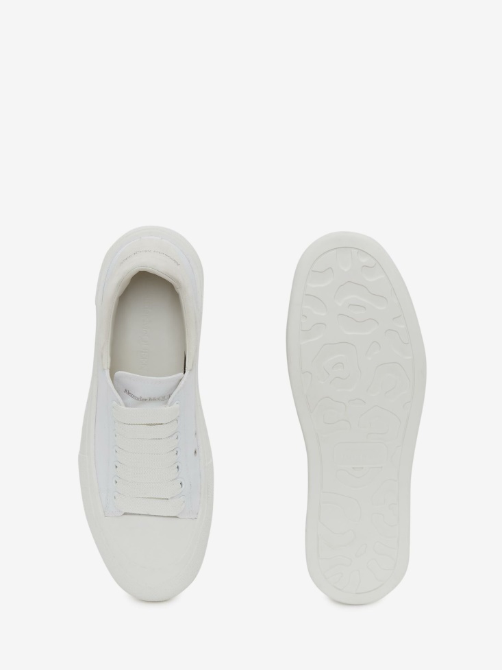 Fashion Alexander McQueen Men's Deck Lace-Up Plimsoll White