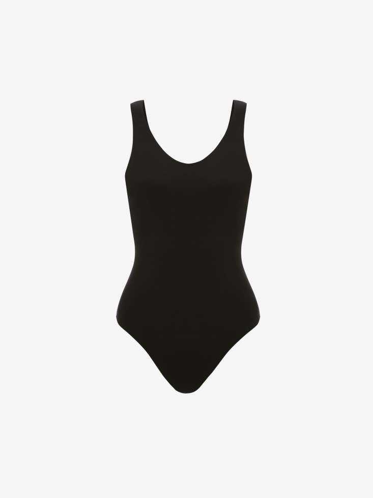 Women's Scoop Back Scuba Bodysuit Black Fashion Alexander McQueen