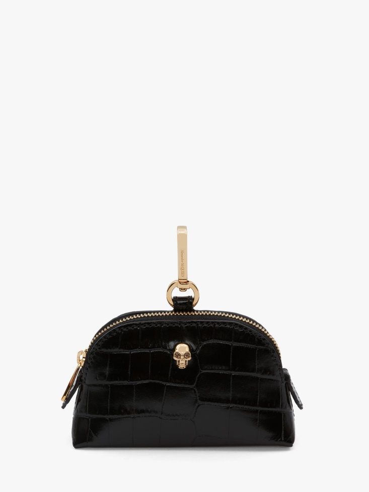 Black Women's Skull Zip Coin Pouch Fashion Alexander McQueen