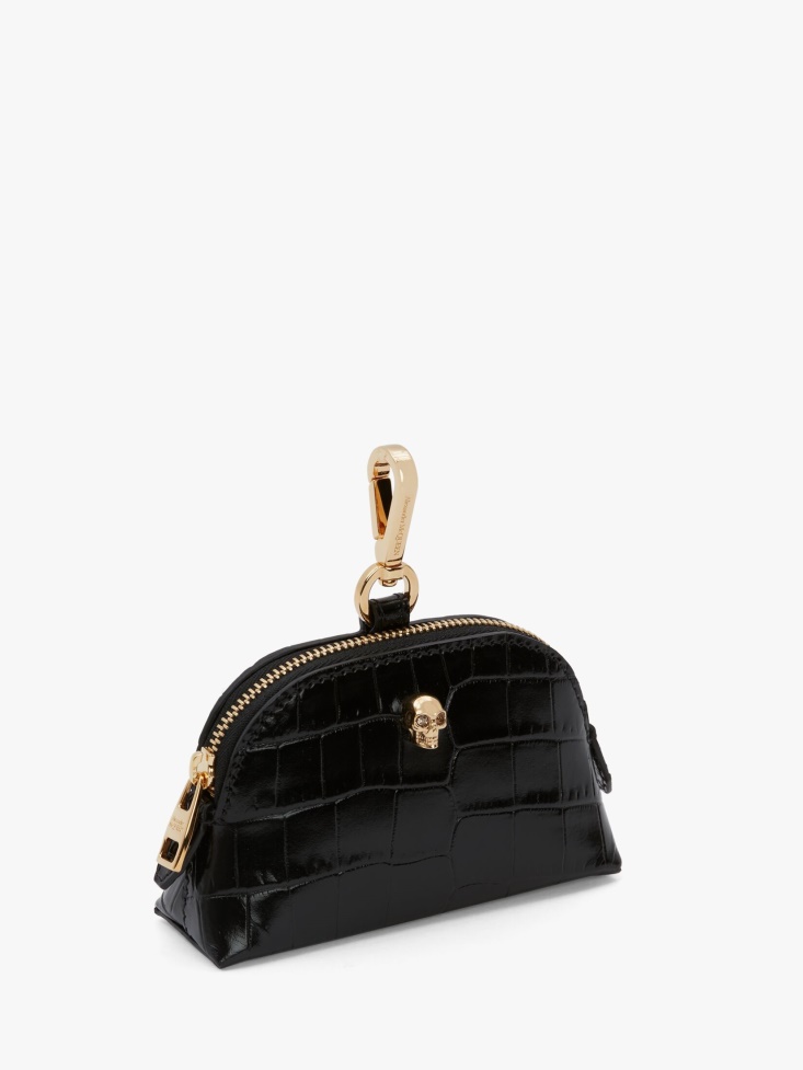 Black Women's Skull Zip Coin Pouch Fashion Alexander McQueen