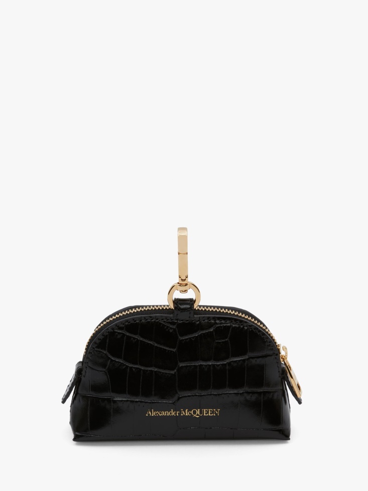 Black Women's Skull Zip Coin Pouch Fashion Alexander McQueen
