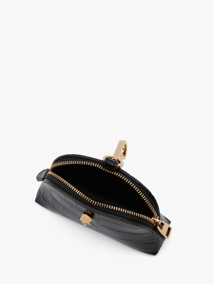 Black Women's Skull Zip Coin Pouch Fashion Alexander McQueen