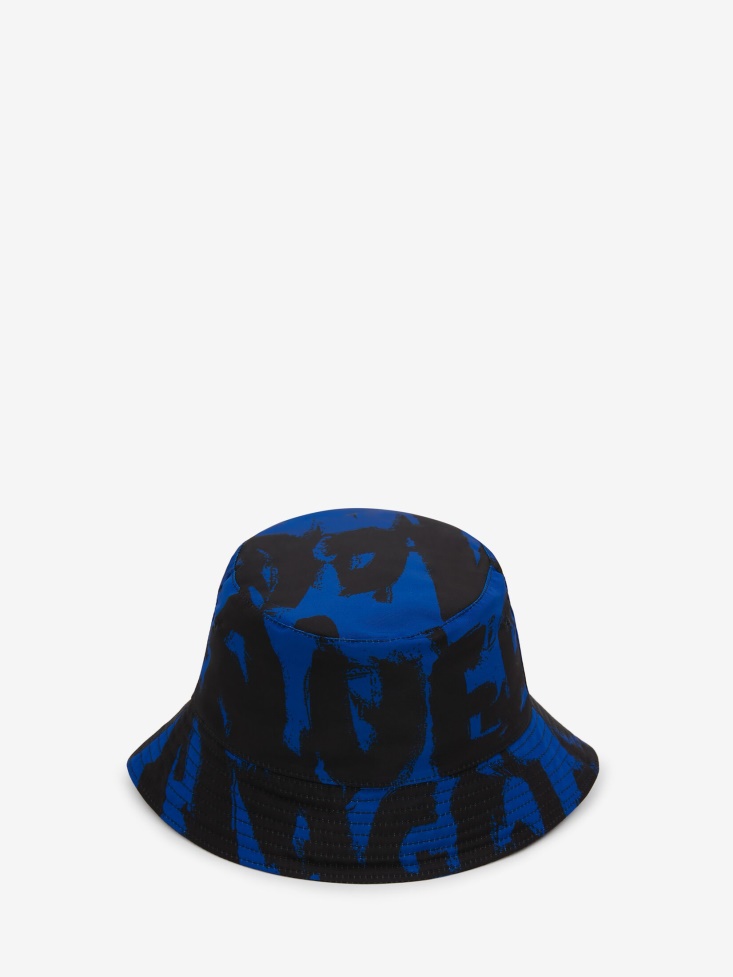 Women's in Graffiti Bucket Hat Fashion Alexander McQueen Royal/Black