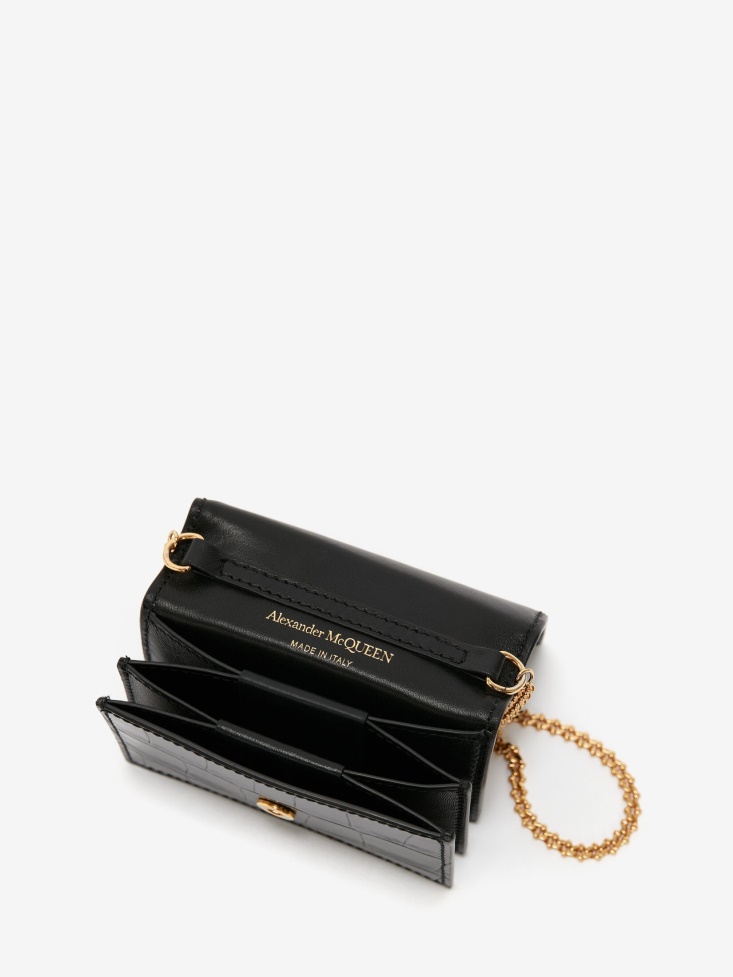 Women's Skull Card Holder With Chain Fashion Alexander McQueen Black
