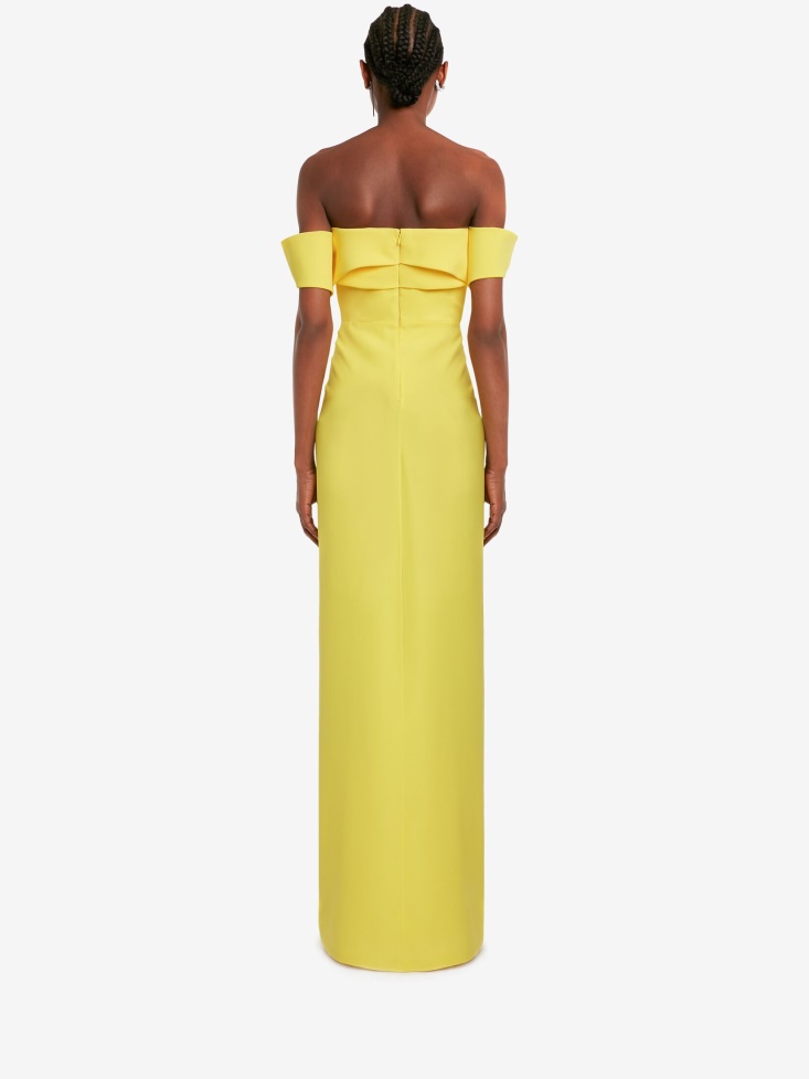 Bright Yellow Women's Off-The-Shoulder Evening Dress Fashion Alexander McQueen