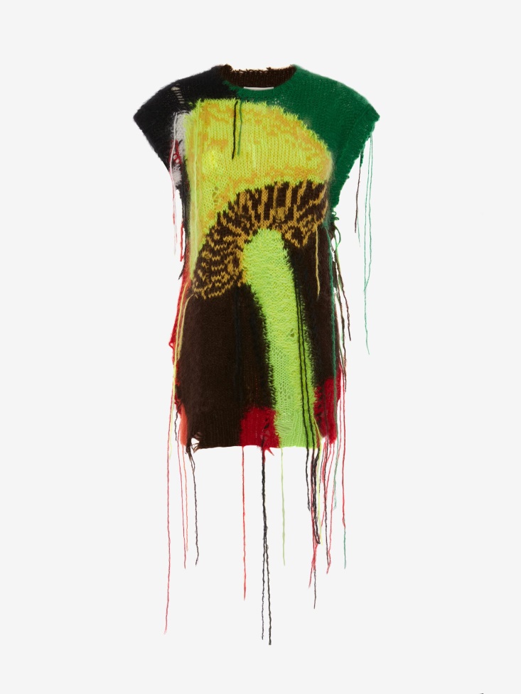 Green/Yellow Fashion Alexander McQueen Women's Mushroom Intarsia Sleeveless Jumper