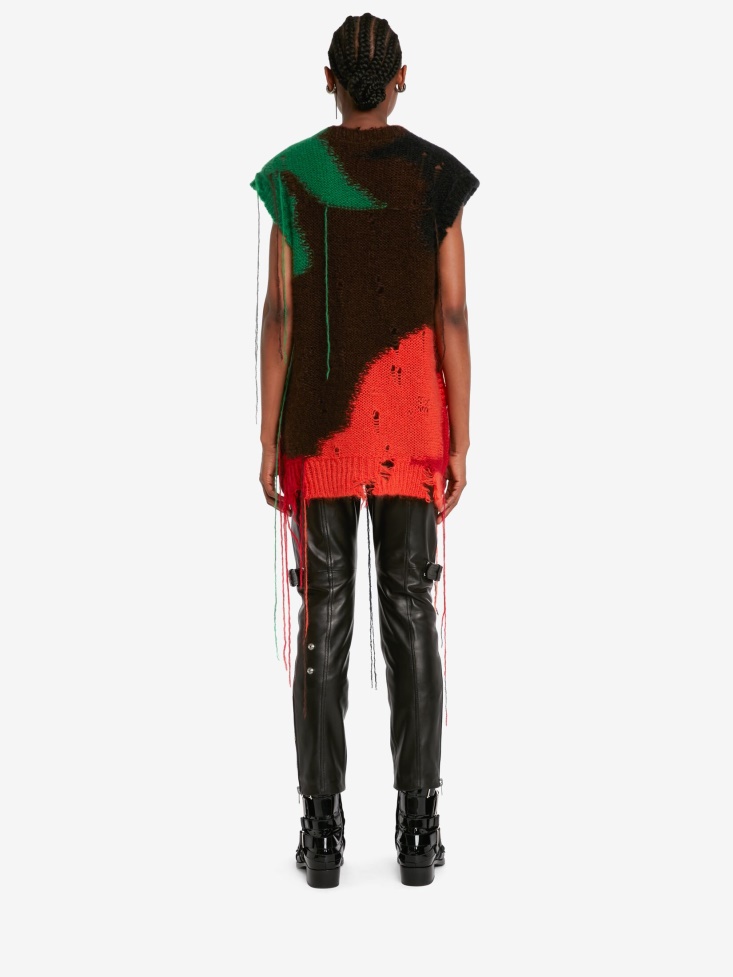 Green/Yellow Fashion Alexander McQueen Women's Mushroom Intarsia Sleeveless Jumper