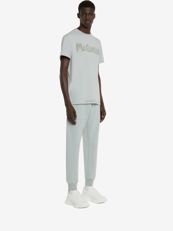 Fashion Alexander McQueen Men's in Graffiti T-Shirt Dove Grey