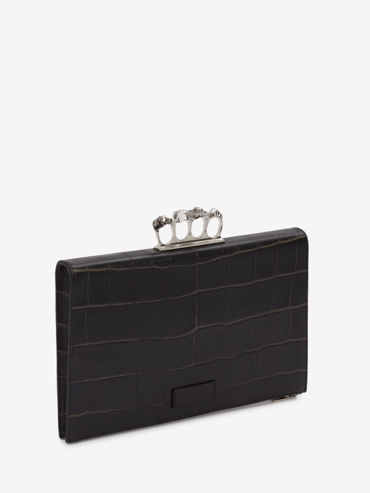 Black Men's Four-Ring Zip Pouch Fashion Alexander McQueen