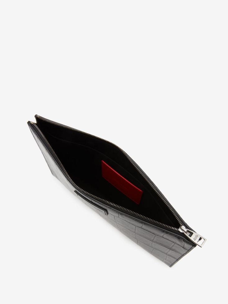 Black Men's Four-Ring Zip Pouch Fashion Alexander McQueen