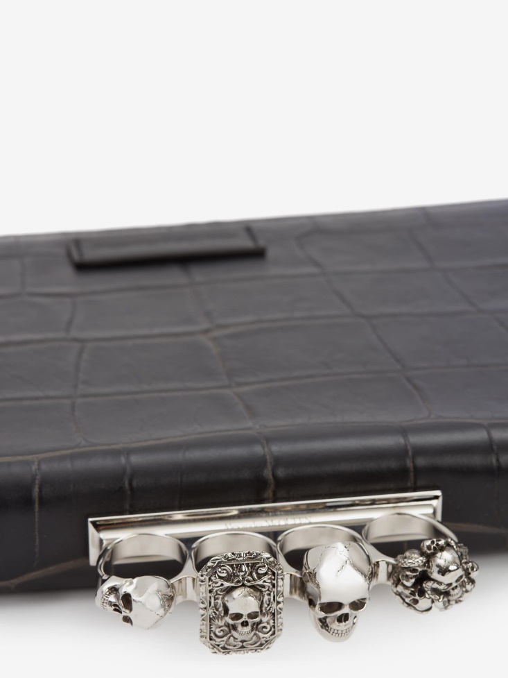 Black Men's Four-Ring Zip Pouch Fashion Alexander McQueen