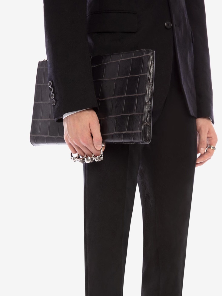 Black Men's Four-Ring Zip Pouch Fashion Alexander McQueen