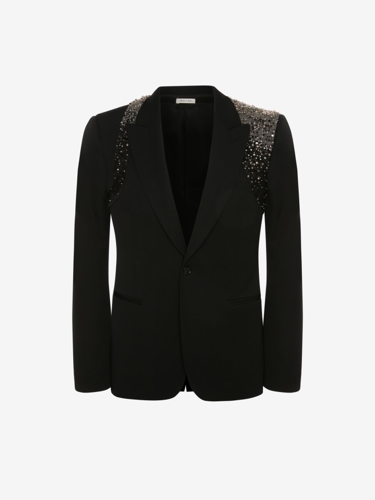 Fashion Alexander McQueen Black Men's Embellished Harness Jacket