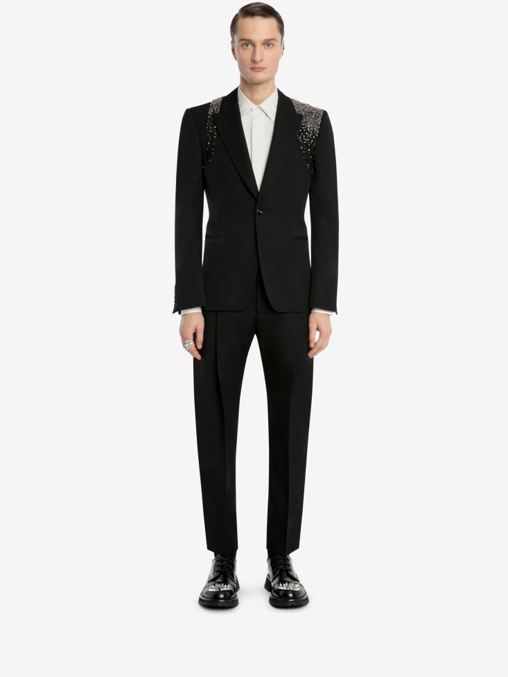 Fashion Alexander McQueen Black Men's Embellished Harness Jacket