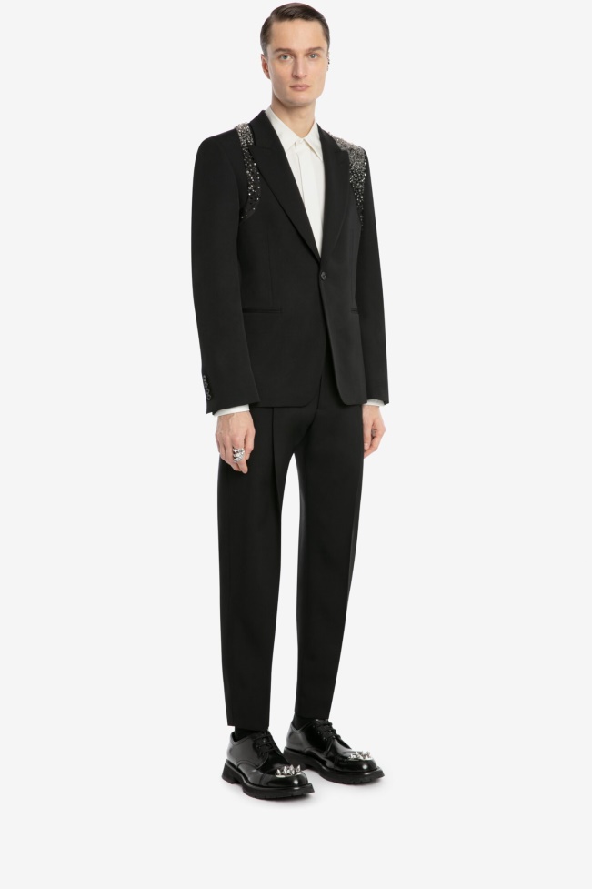 Fashion Alexander McQueen Black Men's Embellished Harness Jacket
