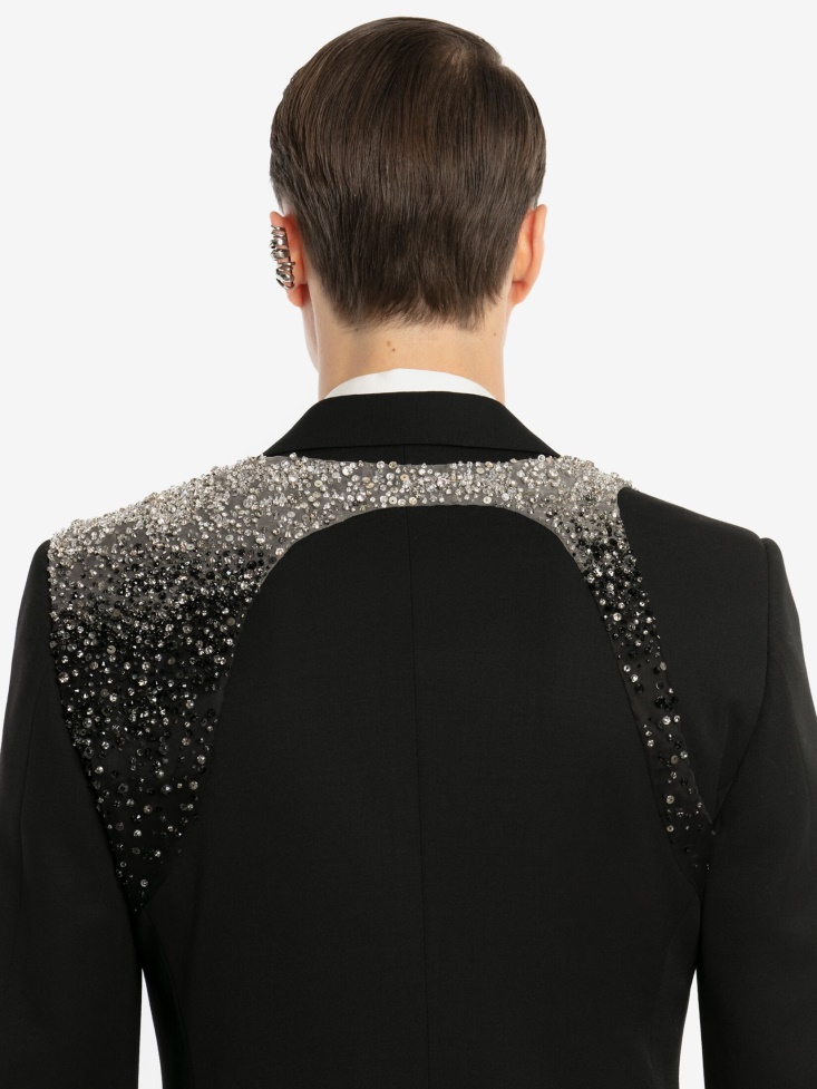 Fashion Alexander McQueen Black Men's Embellished Harness Jacket