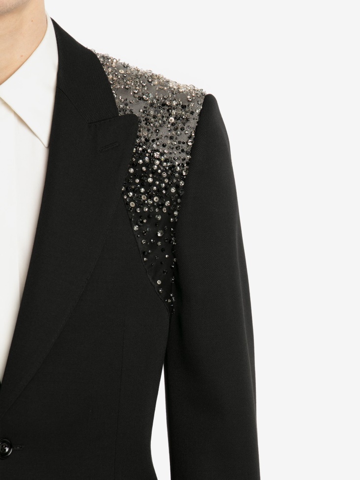 Fashion Alexander McQueen Black Men's Embellished Harness Jacket