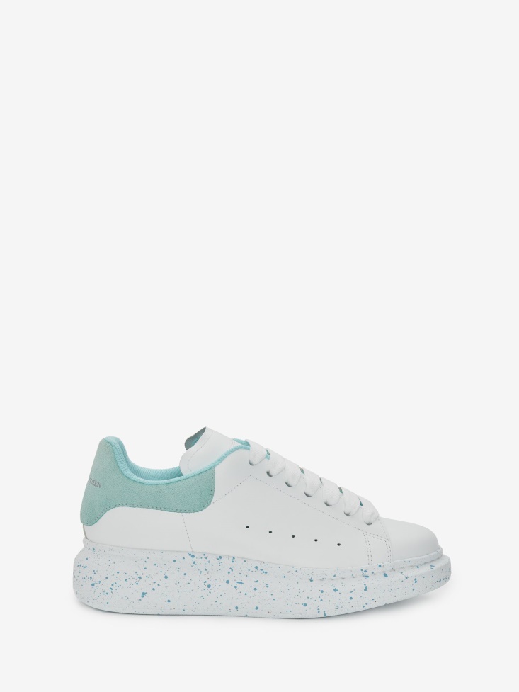 Women's Oversized Sneaker Fashion Alexander McQueen White/Aquamarina