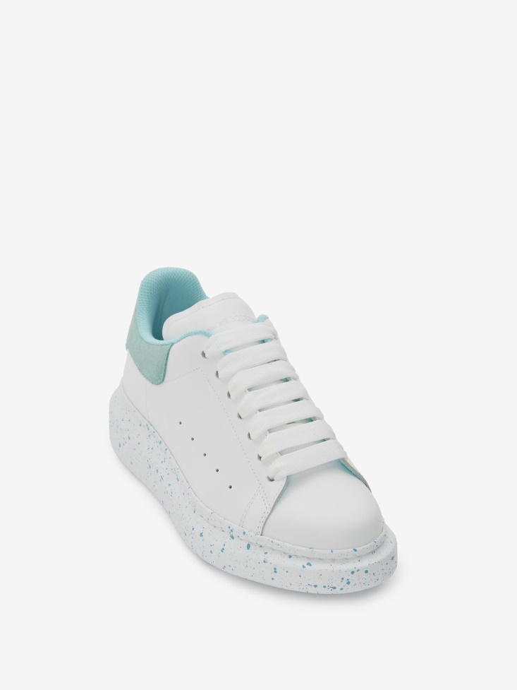 Women's Oversized Sneaker Fashion Alexander McQueen White/Aquamarina