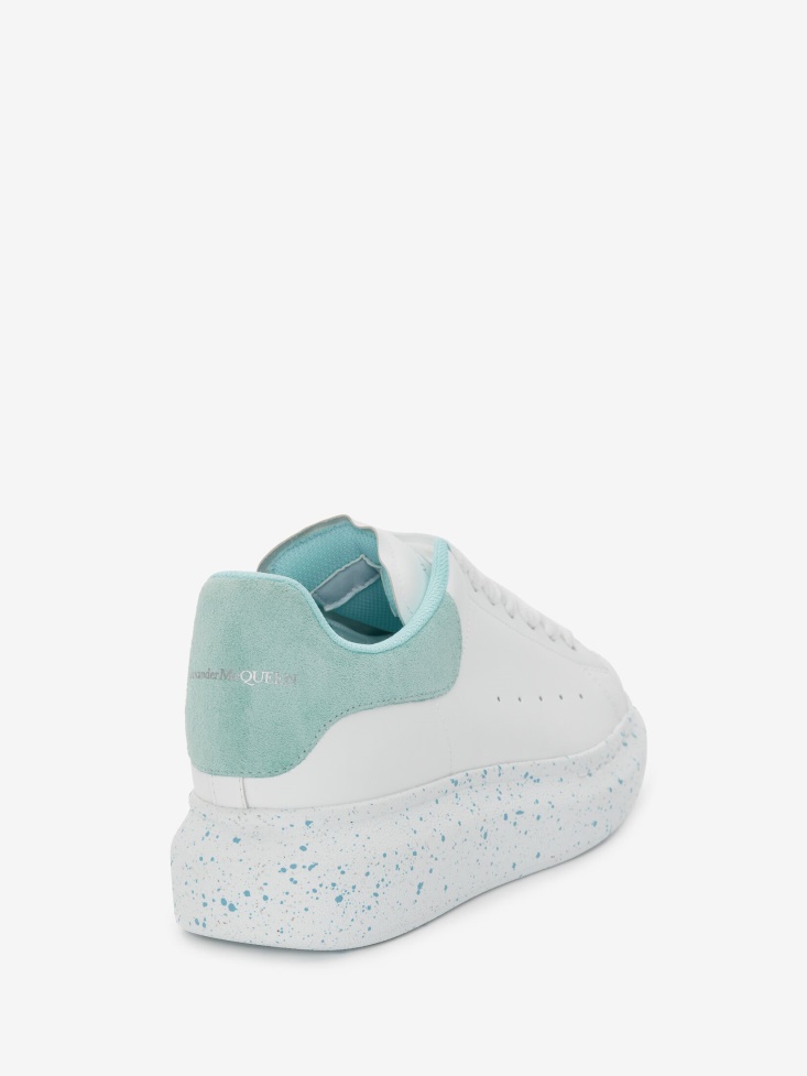 Women's Oversized Sneaker Fashion Alexander McQueen White/Aquamarina