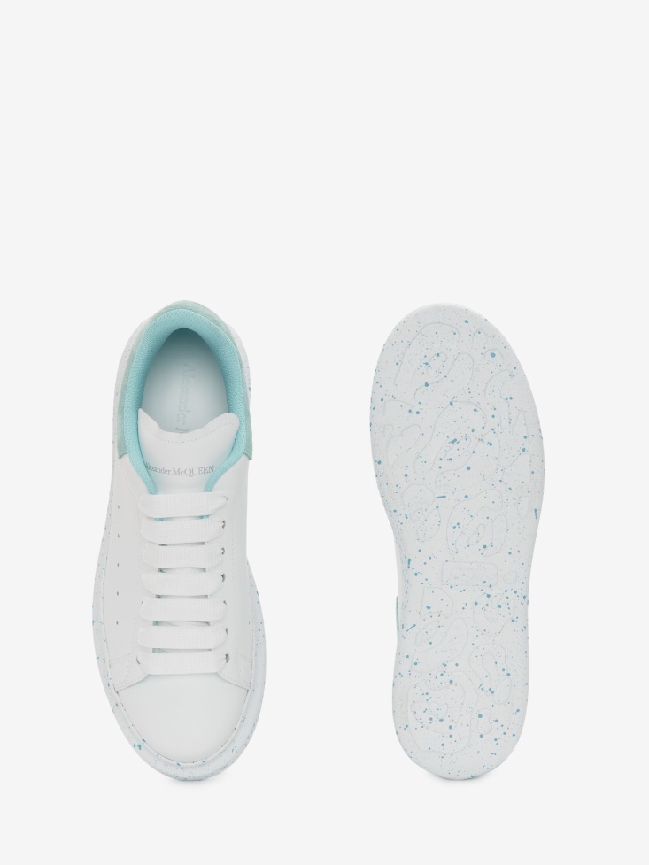 Women's Oversized Sneaker Fashion Alexander McQueen White/Aquamarina