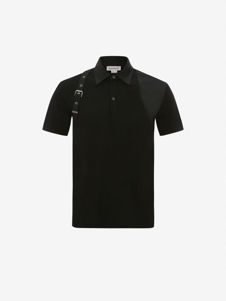 Black Fashion Alexander McQueen Men's Harness Polo Shirt