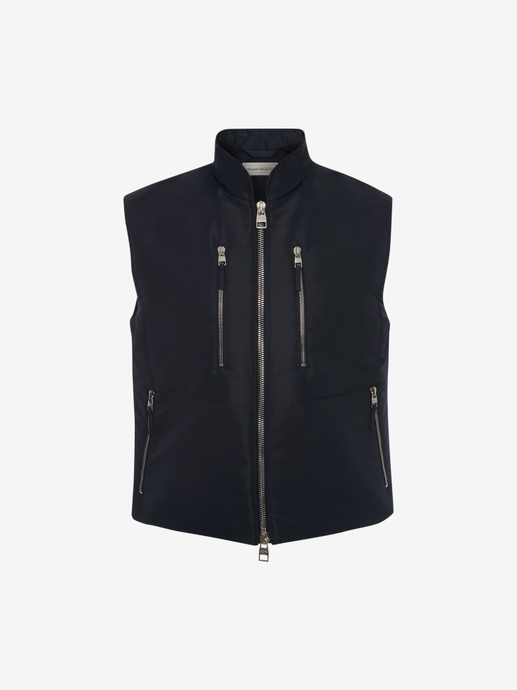 Fashion Alexander McQueen Men's Padded Selvedge Gilet Navy