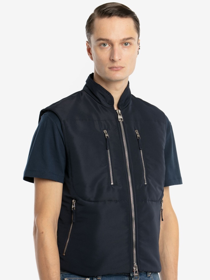 Fashion Alexander McQueen Men's Padded Selvedge Gilet Navy