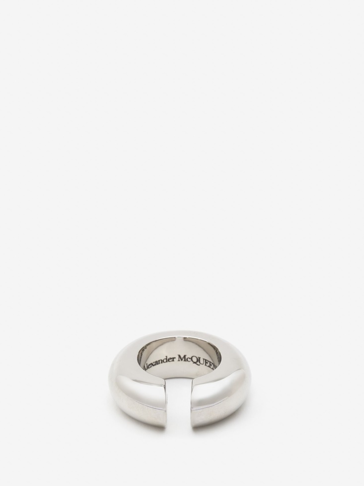 Women's Chunky Single Hoop Ear Cuff Antique Silver Fashion Alexander McQueen