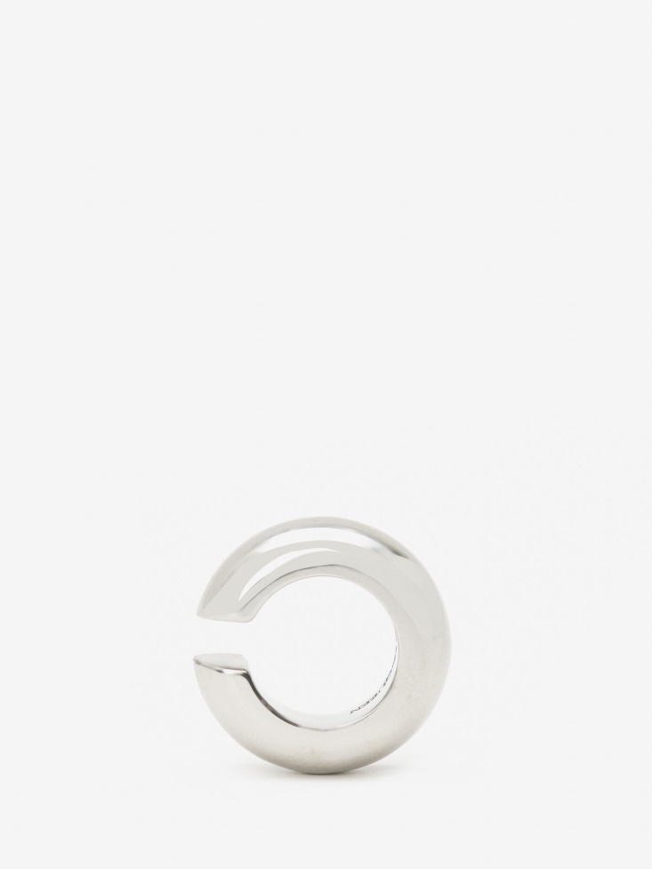 Women's Chunky Single Hoop Ear Cuff Antique Silver Fashion Alexander McQueen