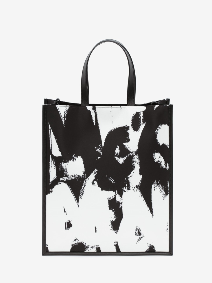 Black/Off White Men's in Graffiti Edge North South Tote Bag Fashion Alexander McQueen