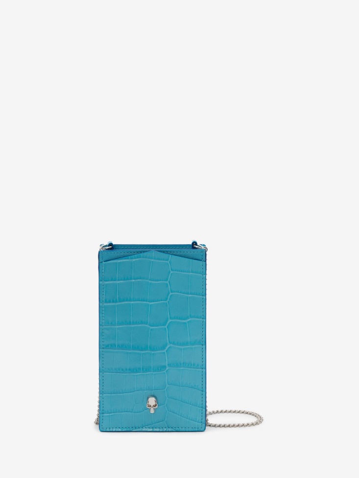 Women's Skull Phone Case With Chain Fashion Alexander McQueen Cerulean