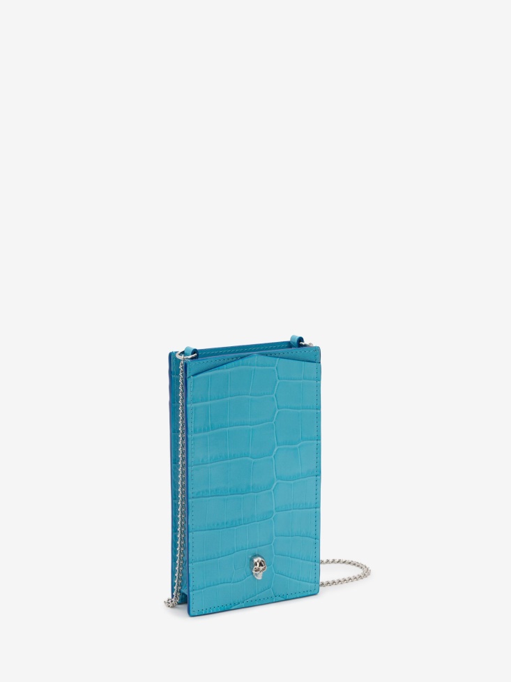 Women's Skull Phone Case With Chain Fashion Alexander McQueen Cerulean