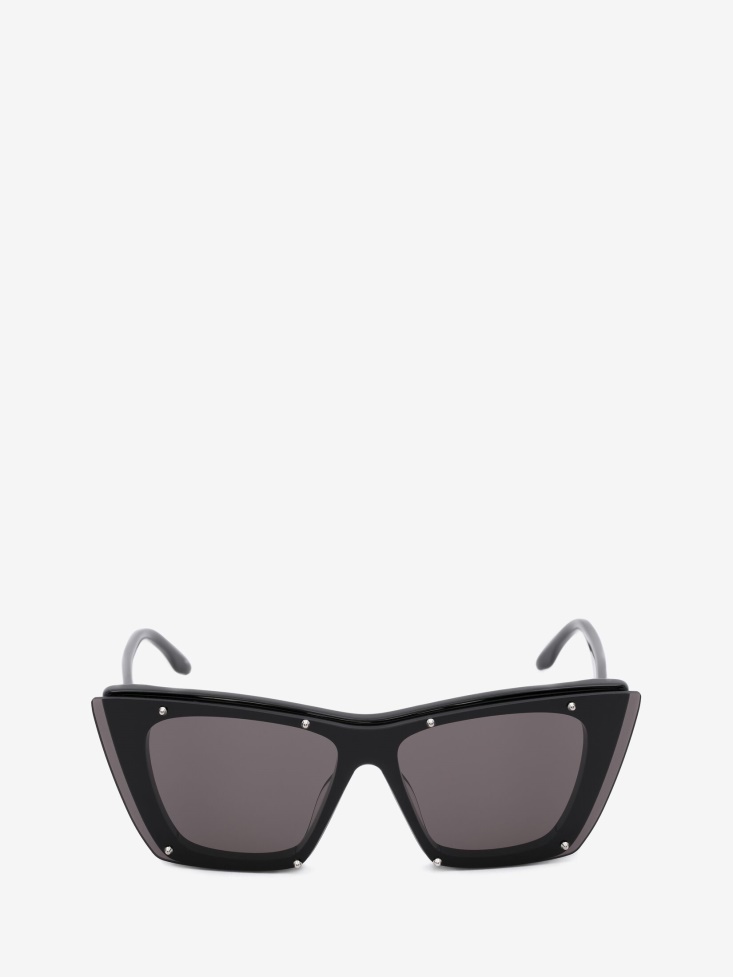 Fashion Alexander McQueen Black Women's Studs Structure Cat-Eye Sunglasses