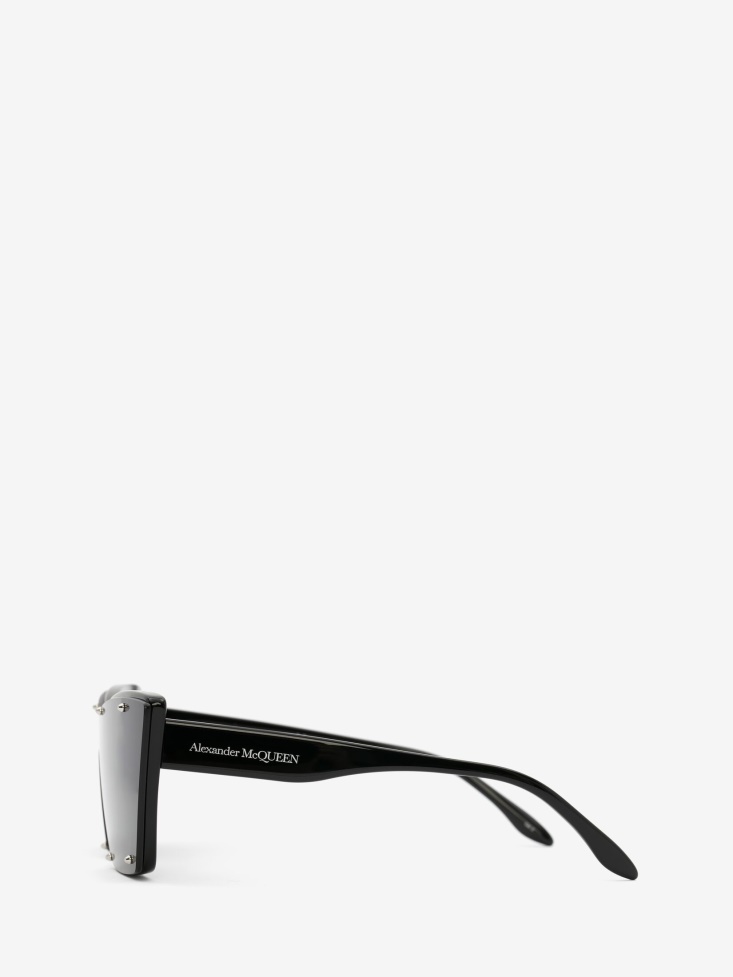 Fashion Alexander McQueen Black Women's Studs Structure Cat-Eye Sunglasses