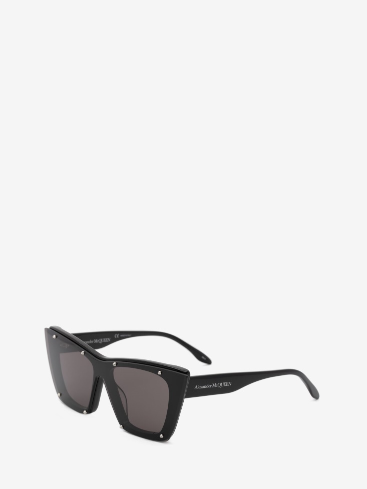 Fashion Alexander McQueen Black Women's Studs Structure Cat-Eye Sunglasses