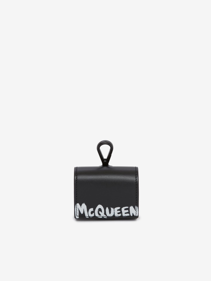 Fashion Alexander McQueen Men's in Graffiti Airpod Pro Case Black/White