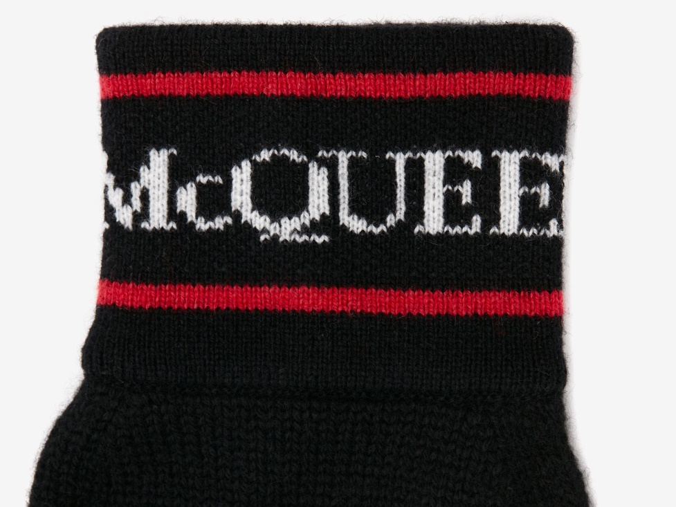 Men's Selvedge Tape Knit Gloves Fashion Alexander McQueen Black/Red