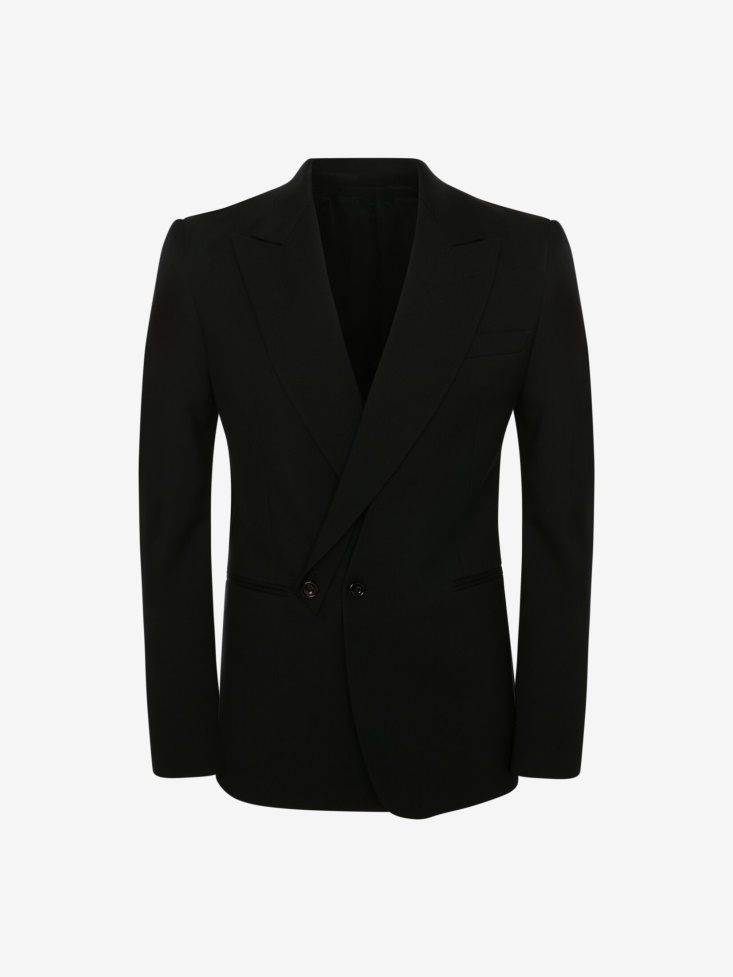 Fashion Alexander McQueen Black Men's Single-Breasted Detachable Lapel Jacket