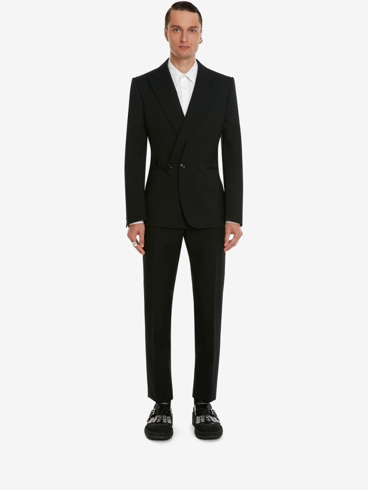 Fashion Alexander McQueen Black Men's Single-Breasted Detachable Lapel Jacket