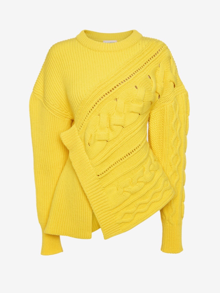 Fashion Alexander McQueen Women's Pieced And Patched Twisted Jumper Bright Yellow