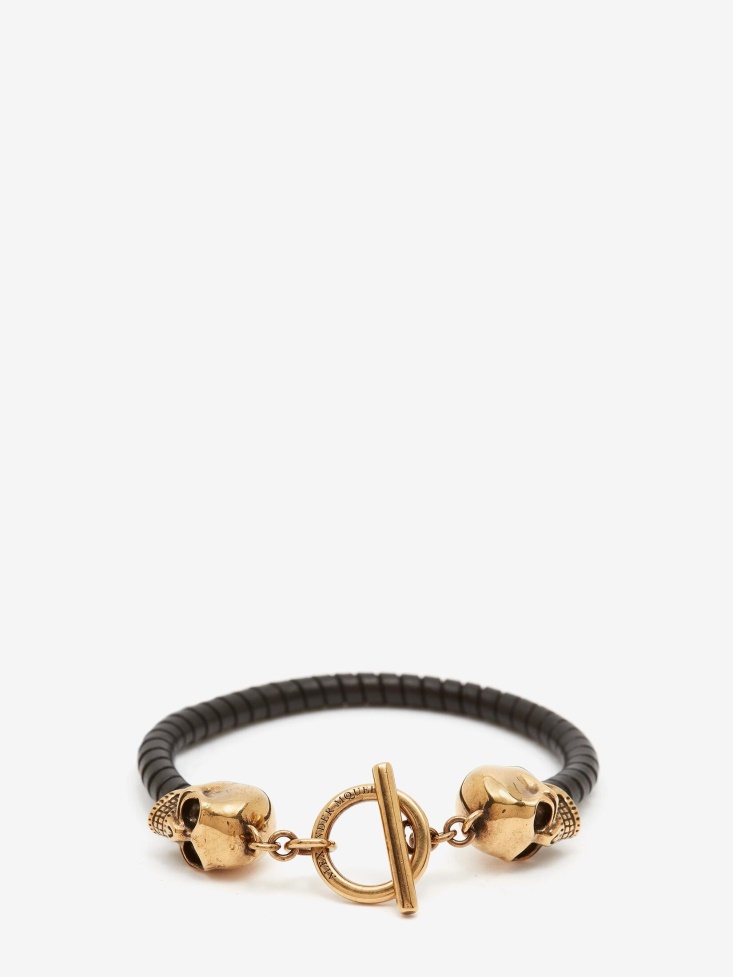 Fashion Alexander McQueen Men's T Bar Skull Bracelet Black