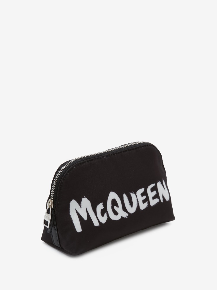 Black/White Women's in Graffiti Medium Zip Pouch Fashion Alexander McQueen