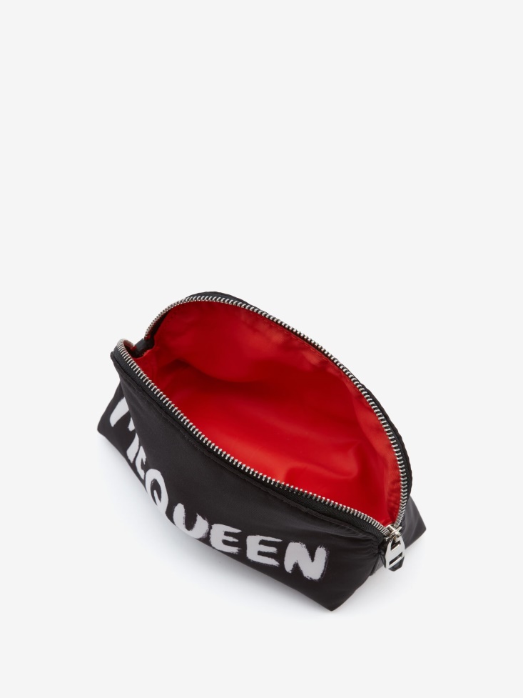 Black/White Women's in Graffiti Medium Zip Pouch Fashion Alexander McQueen