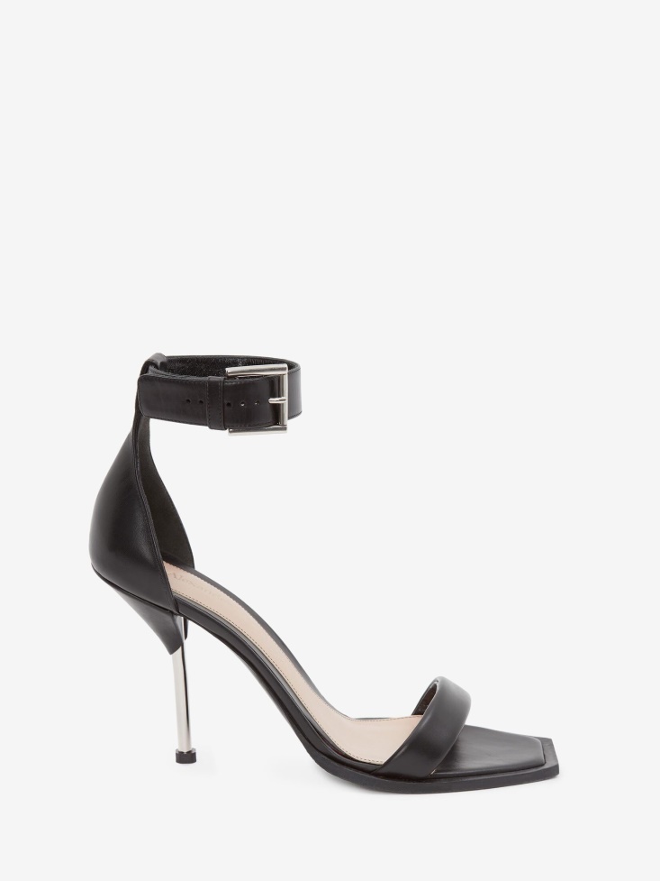 Women's Double Strap Sandal Fashion Alexander McQueen Black/Silver