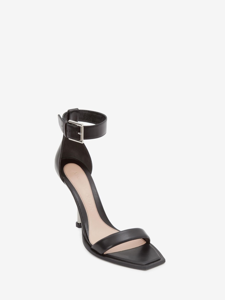 Women's Double Strap Sandal Fashion Alexander McQueen Black/Silver