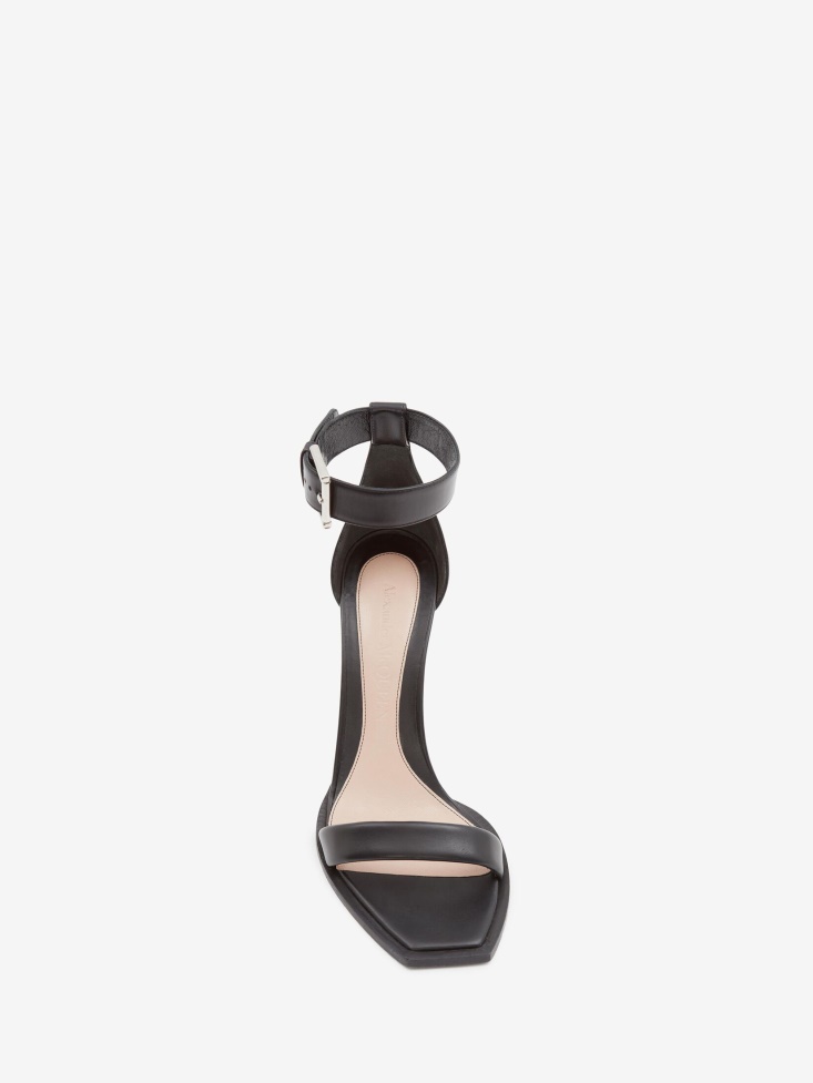 Women's Double Strap Sandal Fashion Alexander McQueen Black/Silver