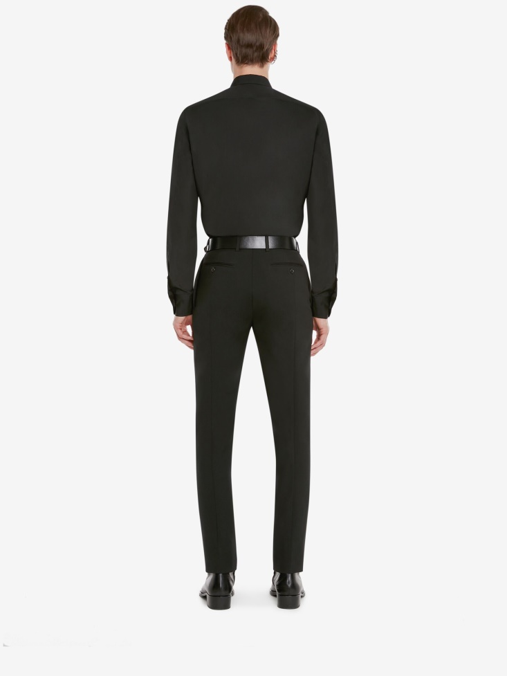 Fashion Alexander McQueen Black Men's Cotton Poplin Chevron Shirt