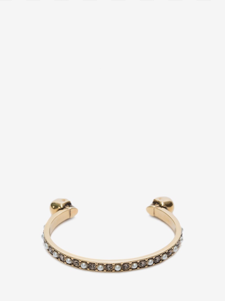 Antique Gold Fashion Alexander McQueen Women's Thin Twin Skull Bracelet